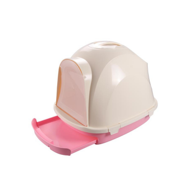 Cat Litter Box Closed With Drawer & Gridding Pink